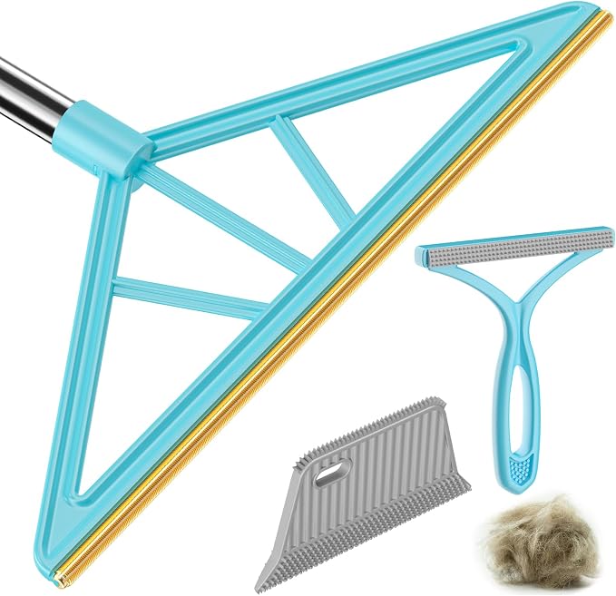Carpet Rake for Pet Hair Removal, Reusable Pet Hair Remover, 55”Adjustable Long by SOCCSO