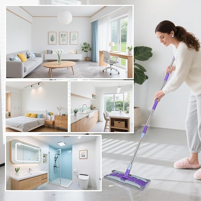 ITTAHO Microfiber Flat Mop Floor Cleaning System, Wet & Dry Dust Mopping - Image 7