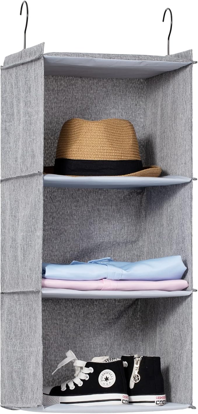 Hanging Closet Organizer, Easy Mount Collapsible 3-Shelf Camper Closet Wardrobe by DonYeco