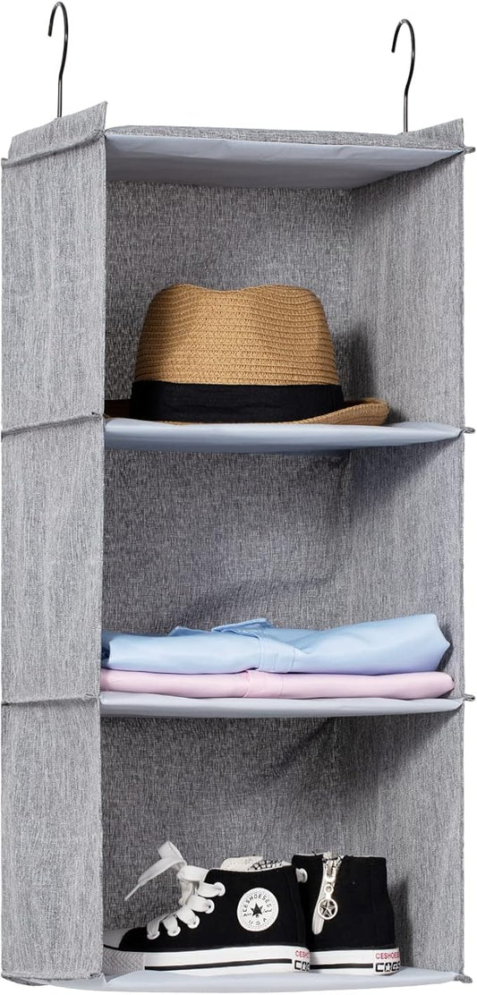 Hanging Closet Organizer, Easy Mount Collapsible 3-Shelf Camper Closet Wardrobe by DonYeco