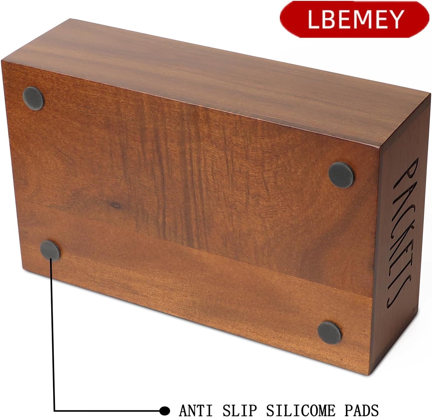LBEMEY Packet Organizer, Acacia Wood Packet Storage Organizer with 3 Compartments,Farmhouse Kitchen Organization for Spice, Gravy, Taco, and Dressings Packets for Kitchen (Brown Label PACKETS)