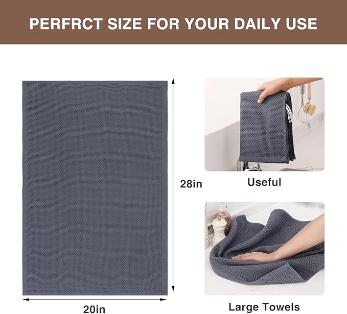 Homaxy 100% Cotton Oversized Waffle Weave Kitchen Dish Towels, Ultra Soft - Image 3