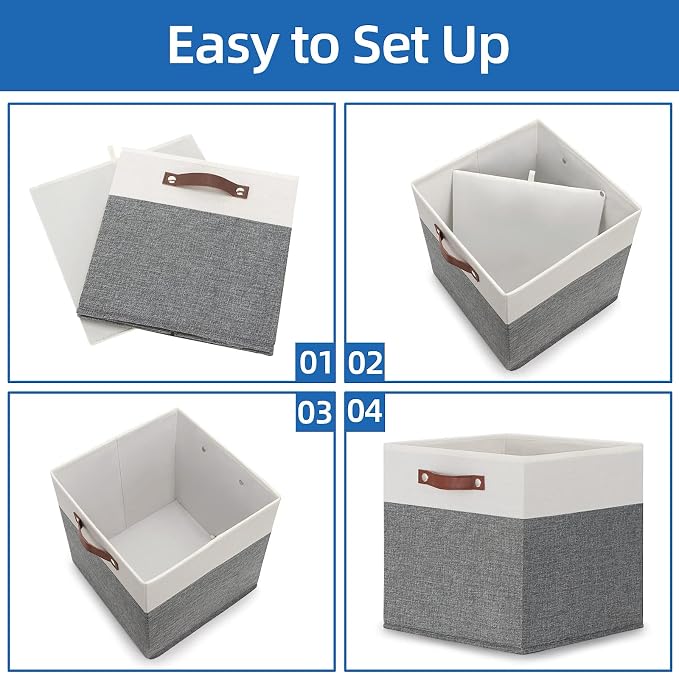 Temary 13x13 Storage Cubes 4 Pack Fabric Cube Storage Bins Large Storage Baskets - Image 7