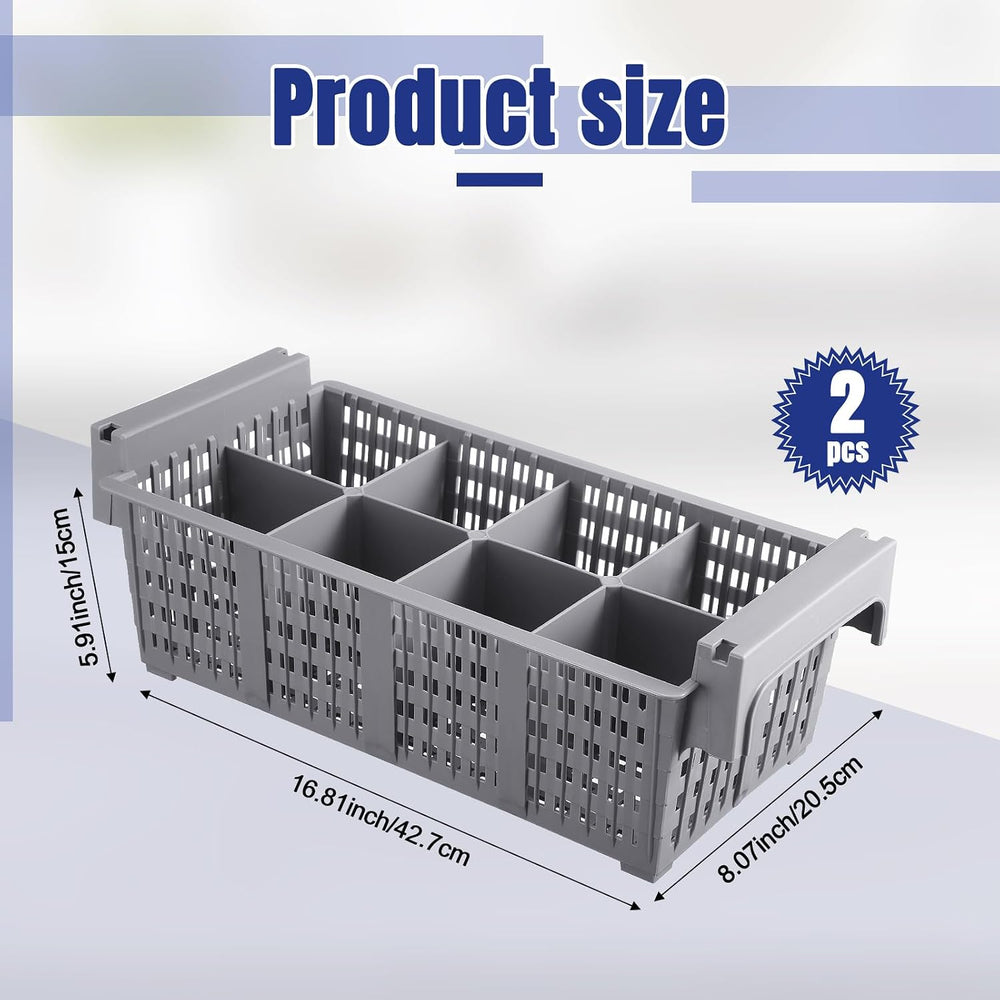 Yungyan 2 Pcs 8 Slot Plastic Cutlery Basket 16.81 x 8.07 x 5.91 Inches Dishwa...