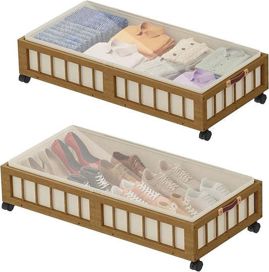 efluky 2-Pack Bamboo Under Bed Storage by efluky