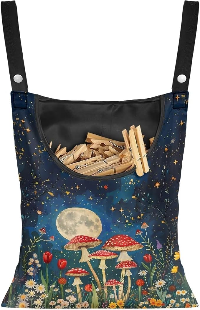 Mushroom Handy Clothespin Bags Moon Space-Saving Clothespin Storage Hanger Bag by CREAMIC