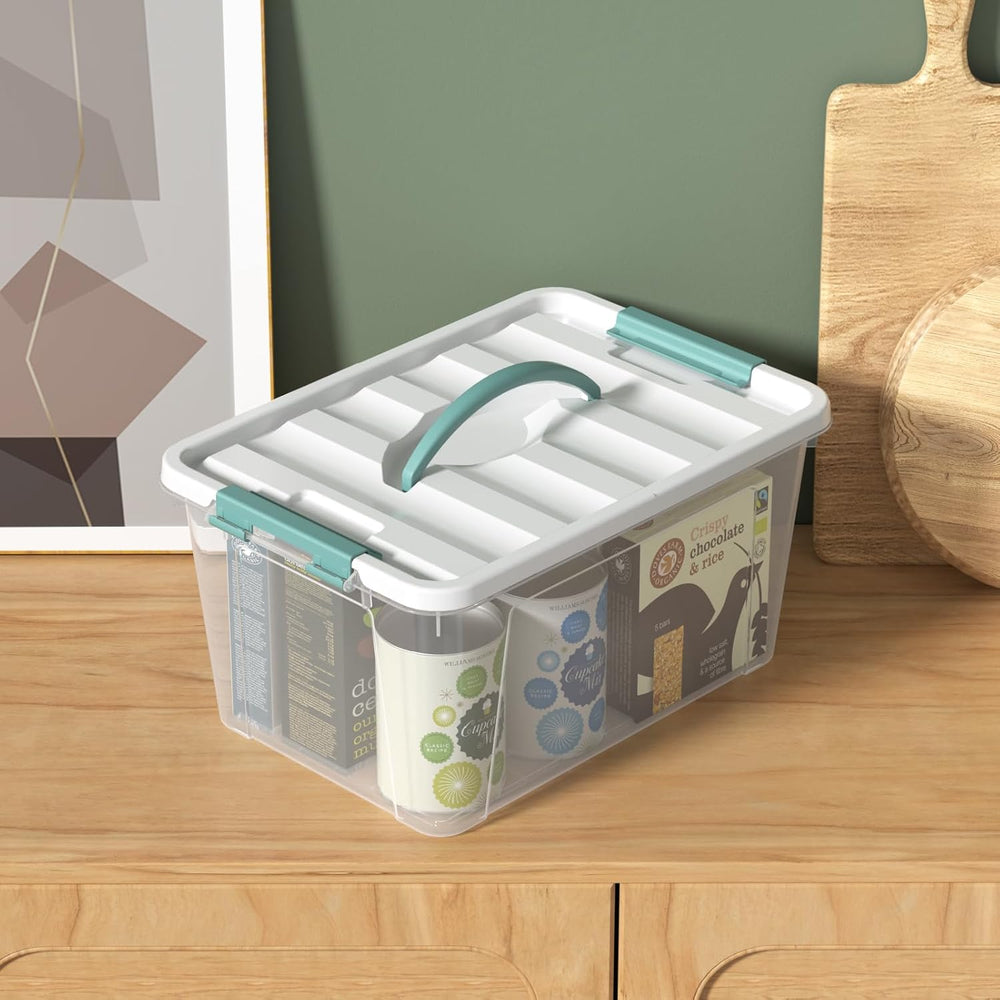 14 Quart Clear Storage Boxes with Handles, Plastic Latching Bins with Lids, 6...