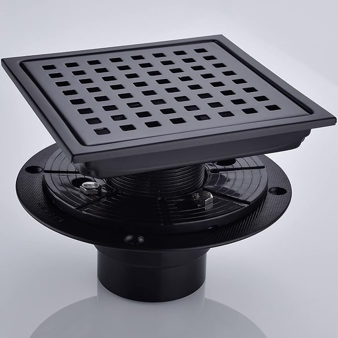 RANDOM Square Shower Drain 6 Inch Matte Black Stainless Steel Shower Floor - Image 8