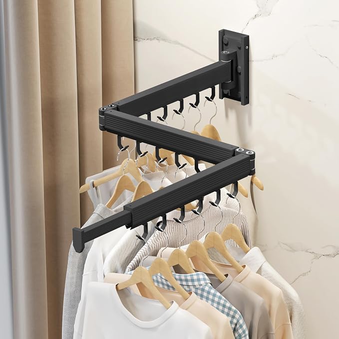 Wall Mounted Clothes Drying Rack, Collapsible Laundry Drying Rack, Retractable - Image 5