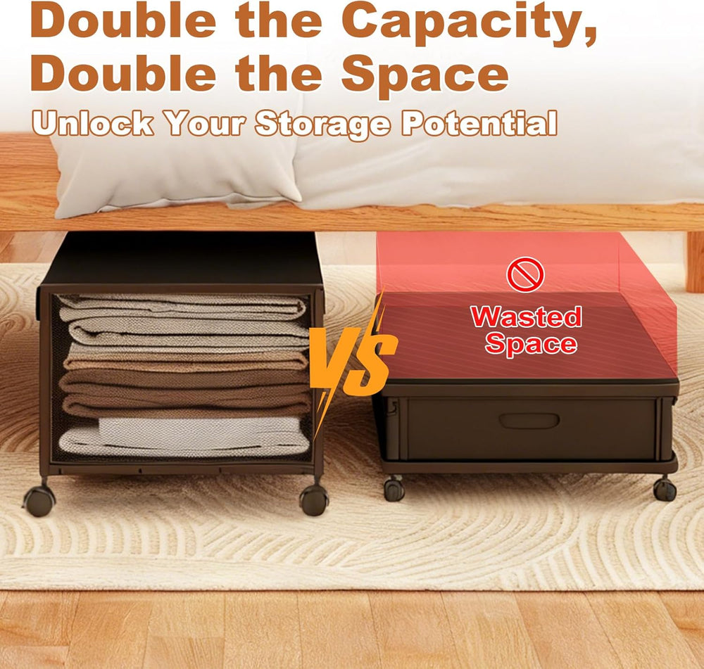 Fokyfok 2Pack Under Bed Storage Containers,12 inch Height,31 inch Long