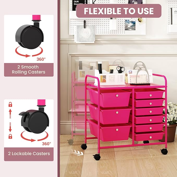 GOFLAME 9-Drawer Rolling Storage Cart, Mobile Utility Cart - Image 6