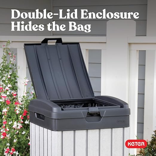 Keter Rockford Resin 38 Gallon Outdoor Kitchen Trash Can - Image 8