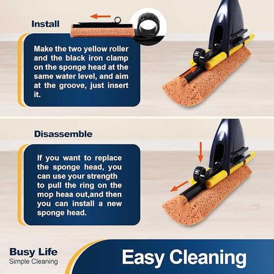 Yocada Sponge Mop Home Commercial Use Tile Floor Bathroom Garage Cleaning Total - Image 2
