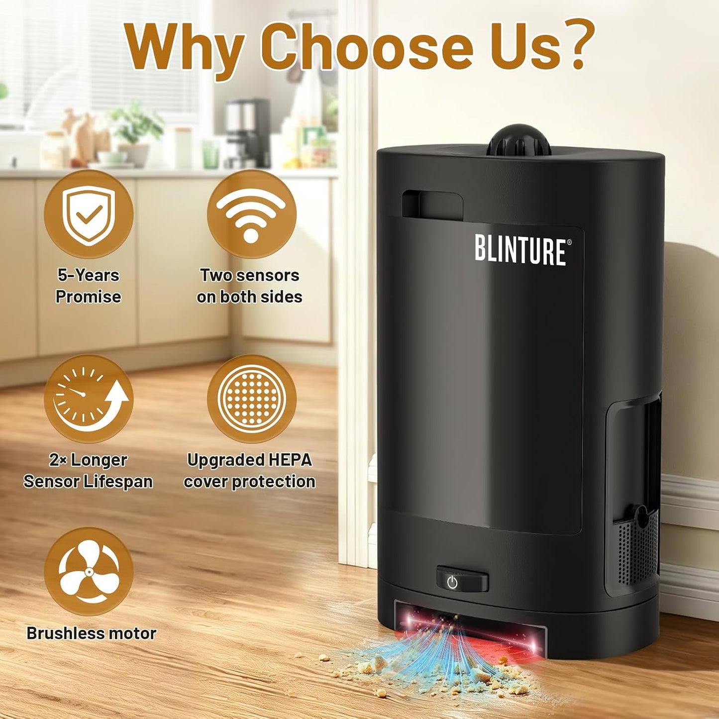 Upgraded Pro Touchless Auto Vacuum Dustpan with Dual Infrared Sensors, HEPA Protective Sleeves , Powerful Suction, Canister Vacuum Cleaner Trash Can, Ideal for Pet Hair, Salon, Kitchen & Home Cleaning