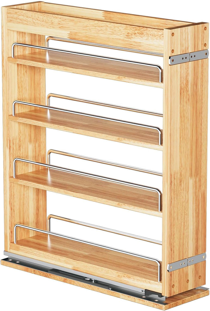 OCG 4-Tier Pull Out Kitchen Cabinet Spice Rack Holder Shelves (5" W x 22" D), spice organization for cabinet Storage Organization, pull out spice racks for inside cabinets