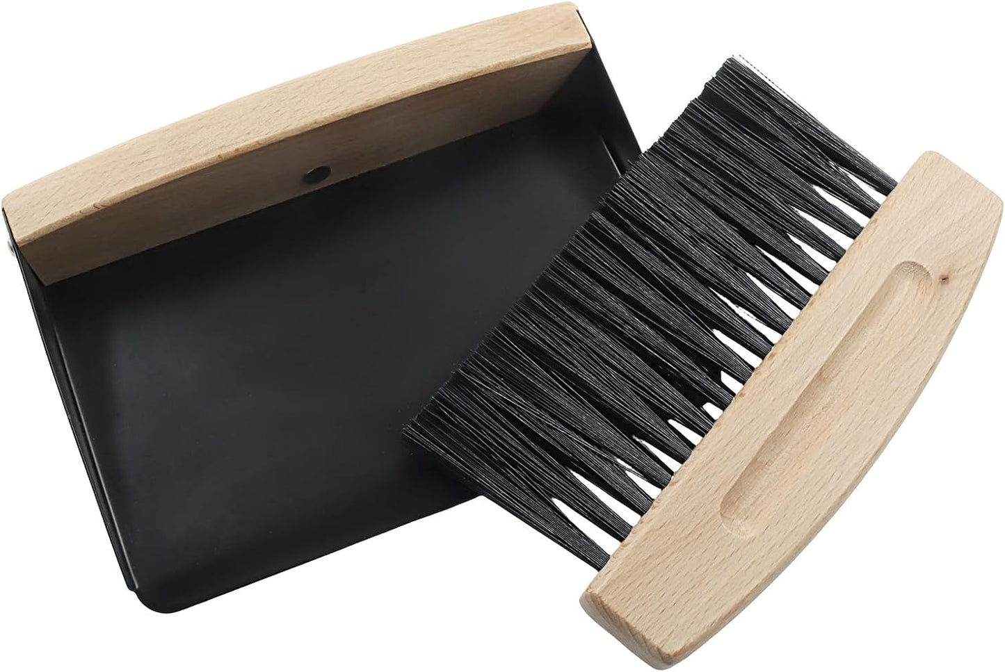 Hordion Small Dust Pan and Brush Set, Mini Hand Whisk Broom and Dustpan, Wooden Crumb Sweeper for Home Office Desktop Countertops Sofa, Black