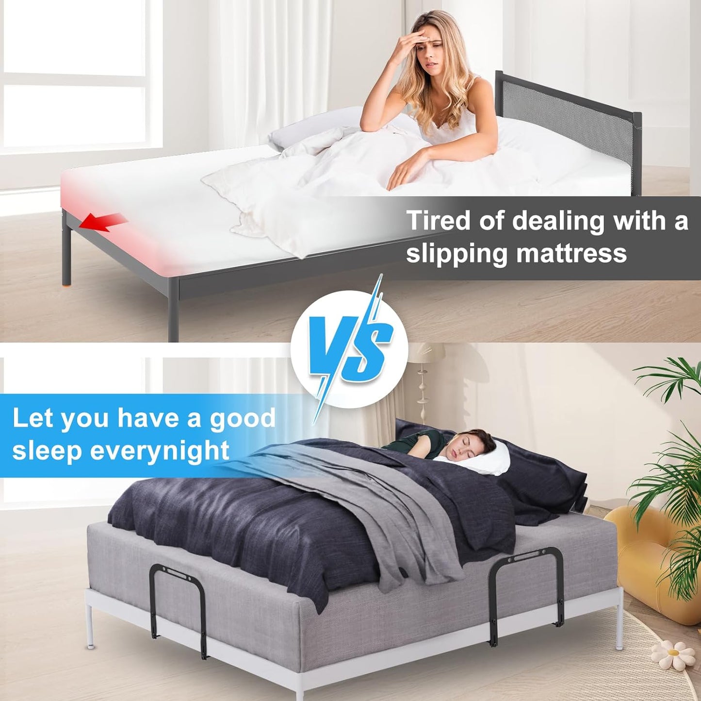 YUOROS Extra Tall Mattress Slide Stopper Holder Gripper Retainer Bar for Metal to Keep Mattress from Sliding