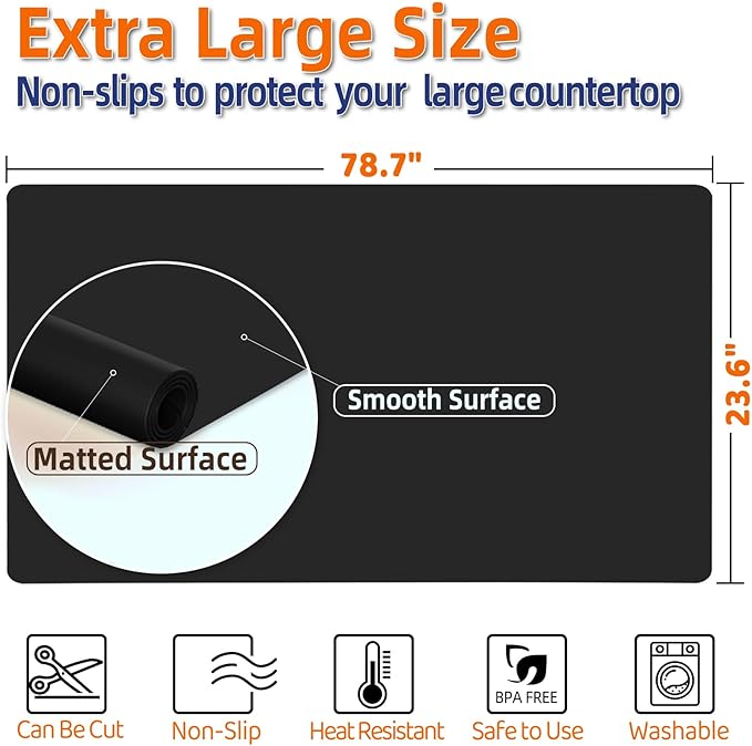 Warome Silicone Mat, 78.7”x 23.6” Heat Resistant Mats - Image 3