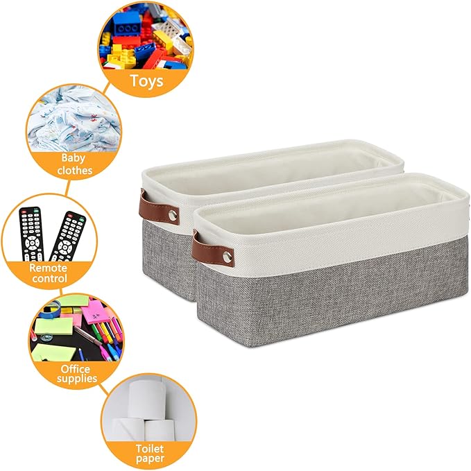 DULLEMELO Small Storage Baskets 15"x6"x5.5", Fabric Storage Bins - Image 2
