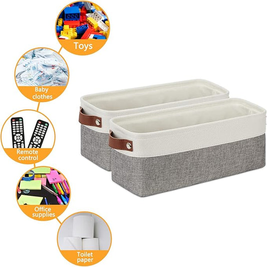 DULLEMELO Small Storage Baskets 15"x6"x5.5", Fabric Storage Bins - Image 2