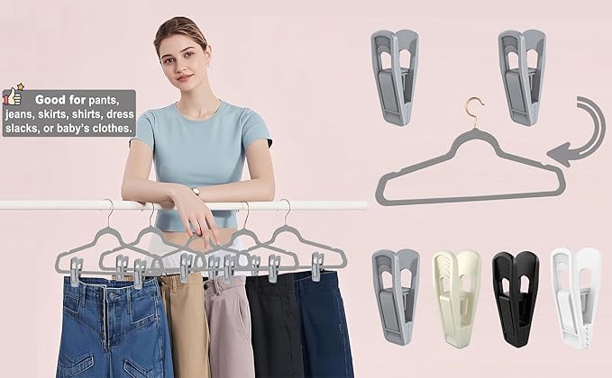 Hanger Clips Perfect for Velvet Hangers, Strong Plastic Clips Pant Skirt Hanger - Image 6