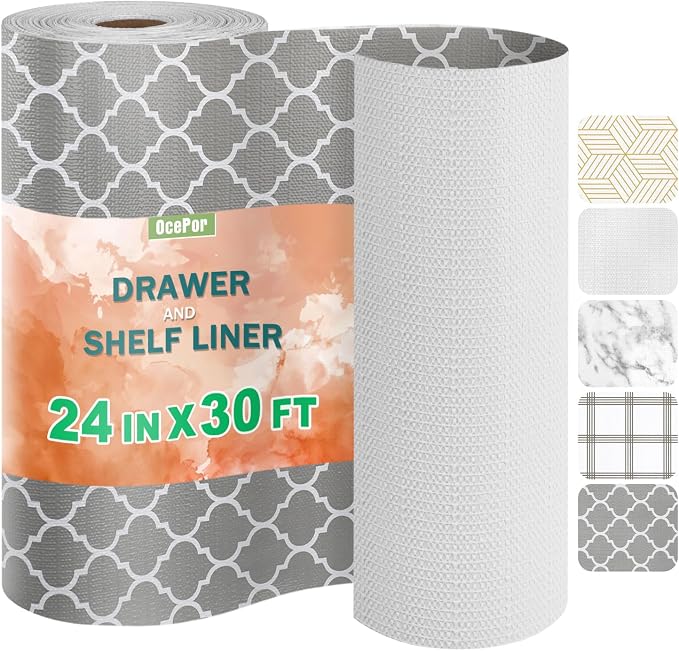 OcePor Non-Adhesive Drawer and Shelf Liner 24IN x 30FT，Non Slip Cabinet and by OcePor