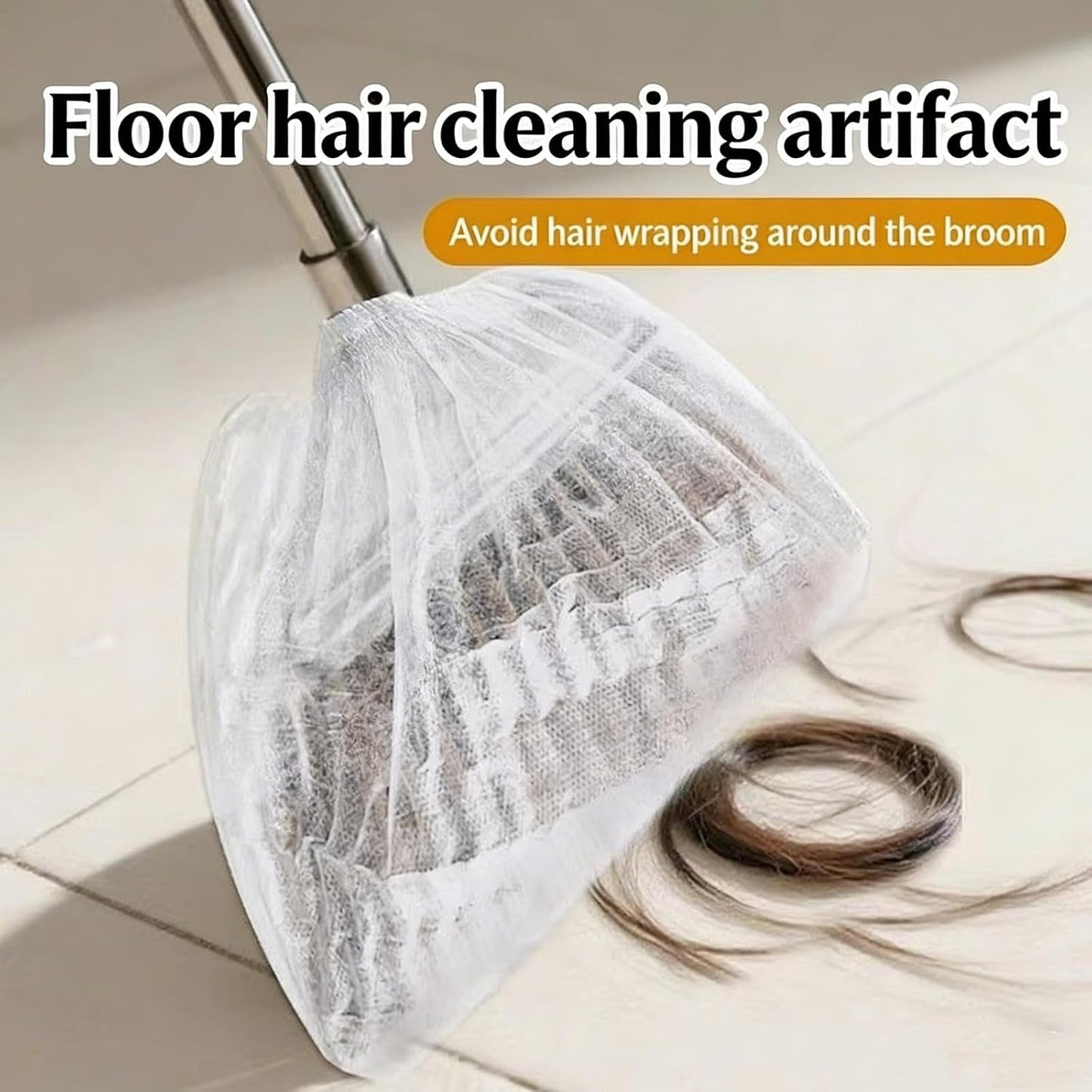100 Pcs Disposable Elastic Broom Covers, Multi-Purpose Broom Sleeves for Hair and Dust Capture, Ideal for Home Floor Cleaning, Pet Hair Removal and Daily Household Cleaning