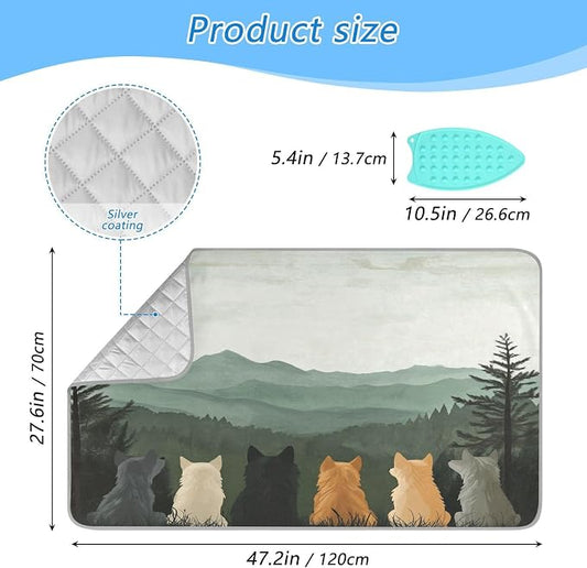 Cute Wolves Back and Green Mountain Ironing Mat Thickened Ironing Blanket - Image 2