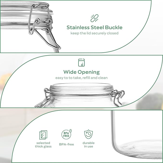 Glass Food Storage Jars with Airtight Lids 25 oz Square 4 Pack Kitchen Storage - Image 4
