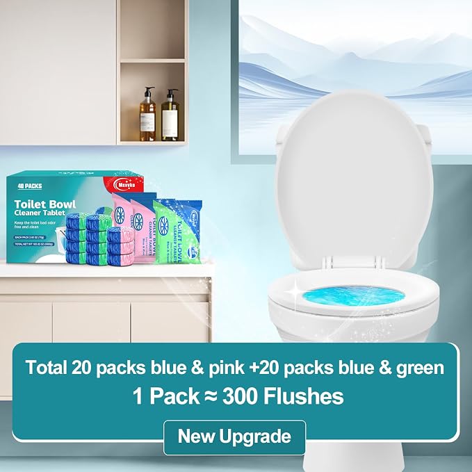 Toilet Bowl Cleaner Tablets 40 Packs, Two Colors Toilet Bowl Cleaners - Image 4