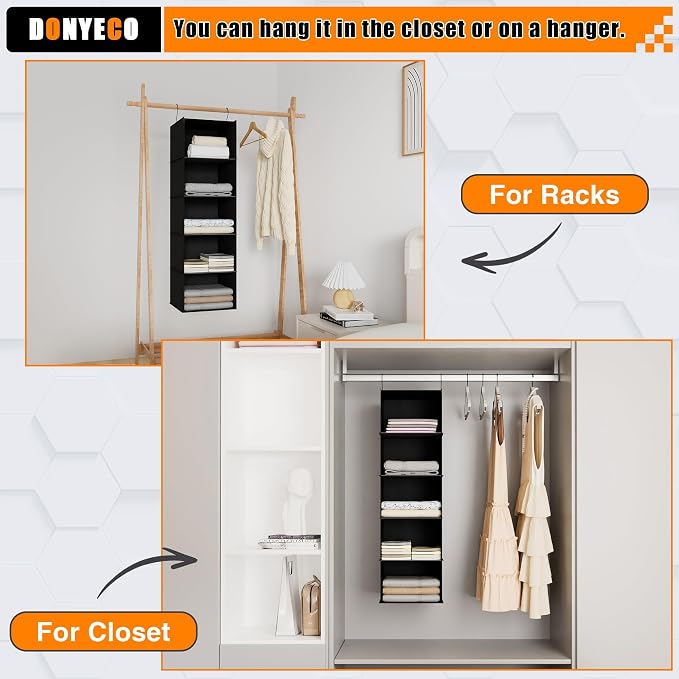 Hanging Closet Organizer and Storage 5-Shelf, Easy Mount Foldable Hanging - Image 4