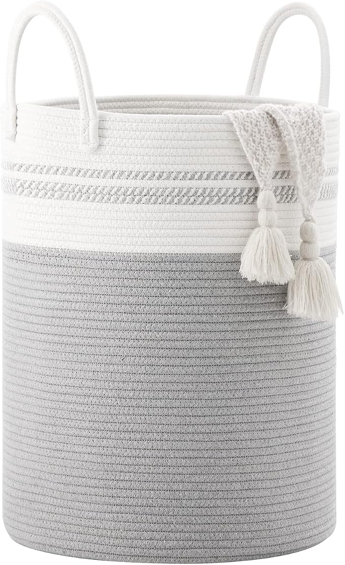 YOUDENOVA Woven Rope Laundry Hamper Basket, 58L Tall Luandry Basket, Baby - Image 4