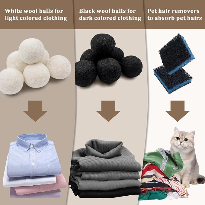 Daily Treasures 2.75"Wool Dryer Balls 12 Pack-Organic Wool Laundry Balls - Image 3