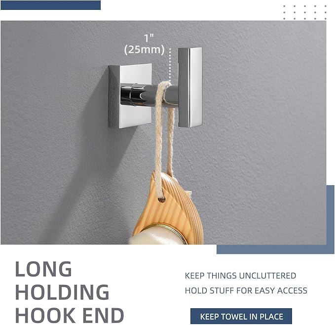 Angle Simple Towel Hook for Bathroom, SUS 304 Stainless Steel Robe Coat Hook - Image 5