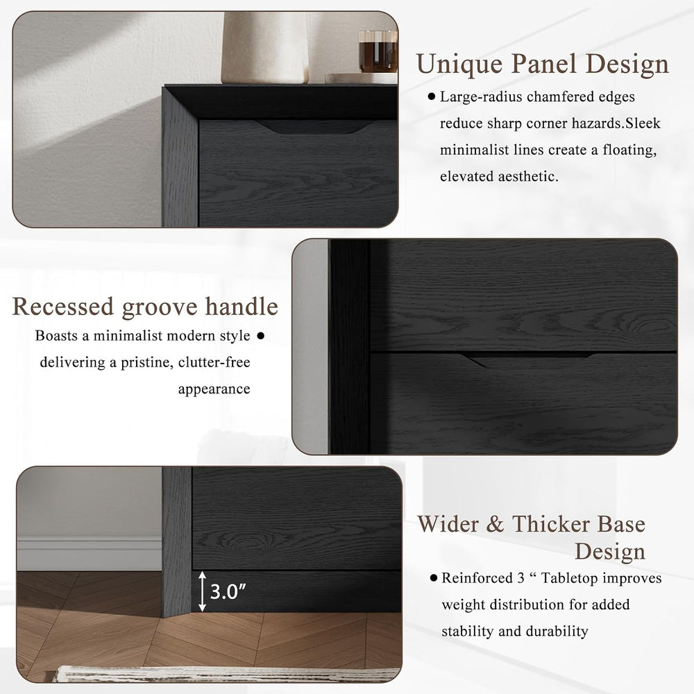 YANSNWO Black 8 Drawer Dresser for Bedroom, 55" Wide Chest of Drawers