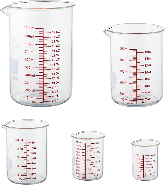 High Borosilicate Glass Measuring Cup Set-V-Shaped Spout, Includes 60ml - Image 7