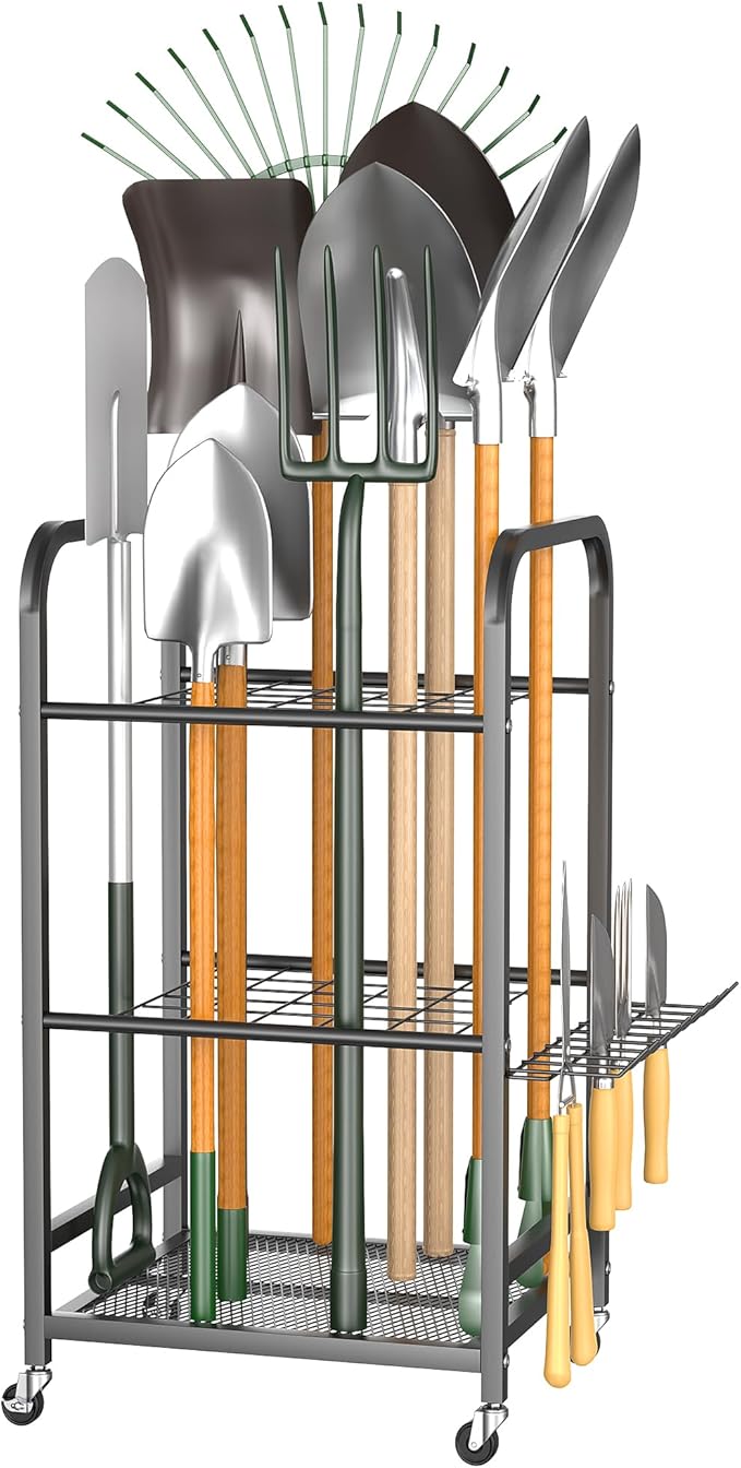 EVERHANGER Garden Tool Organizer and Storage, Yard Tool Stand Garage Tool