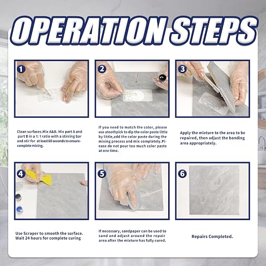 Tile and Granite/Marble Repair Kit, Porcelain Stone and Quartz Countertops - Image 3