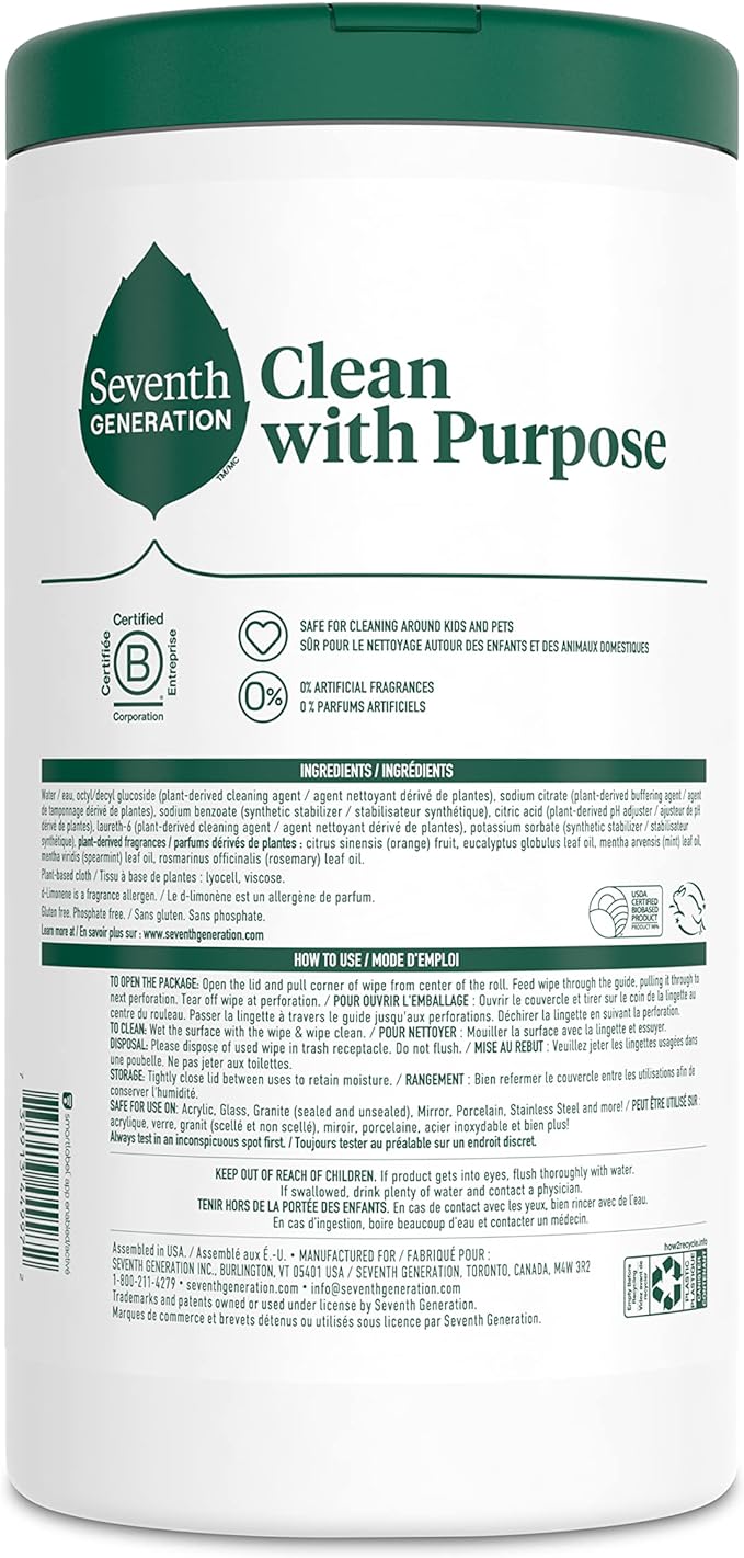 Seventh Generation Multi Purpose Wipes All Purpose Cleaning Garden Mint scent - Image 2