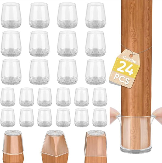 BALEINE 24 Pack Silicone Chair Leg Floor Protectors, Stool Leg Protectors Cap by BALEINE
