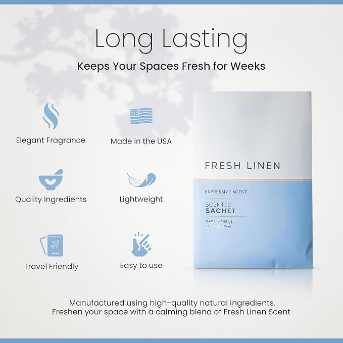 6 Pack Fresh Linen Large Scented Sachet Envelope by Expressive Scent - Image 3