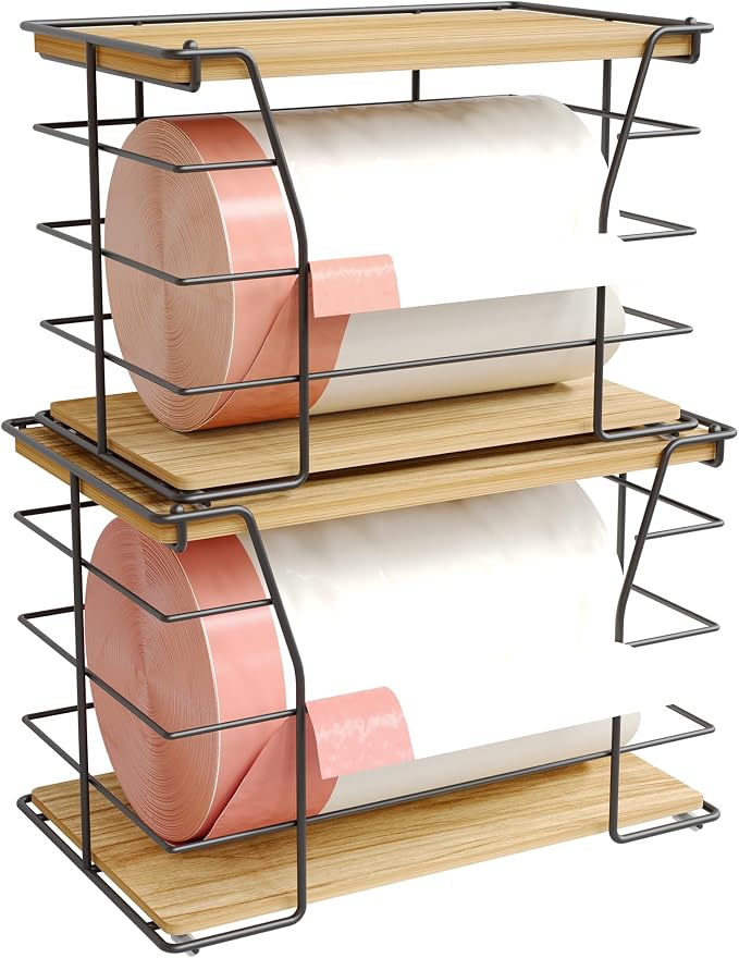 2 Pack Trash Bag Holder/Dispenser, Stackable Storage Laundry Kitchen Organizers by GIGIFTREE