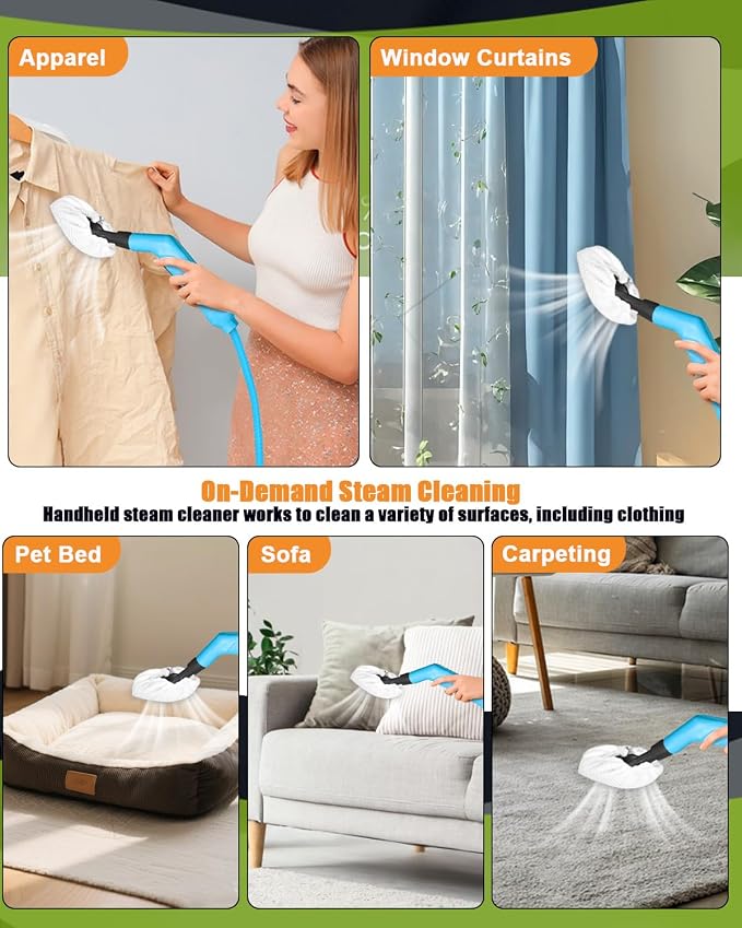 Handheld Steam Cleaner for Home, 10s Heat-Up/2.1 Qt Tank/4.5BAR High Pressure - Image 4