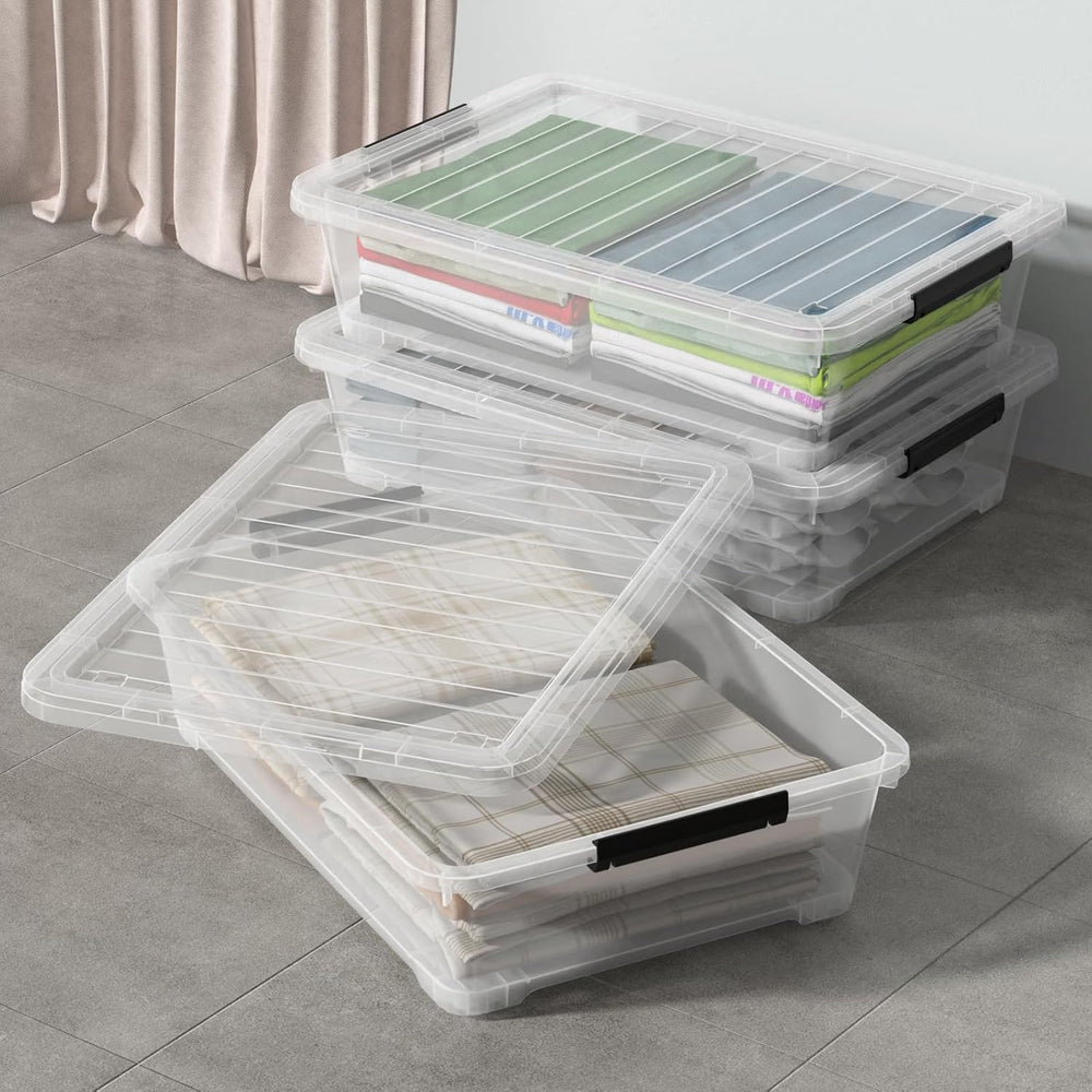 Under Bed Storage Bins with Lids, 40L Underbed Organizer, 3 Pack