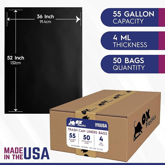 55 Gallon Trash Can Liners Bags 4 Mil - Image 2