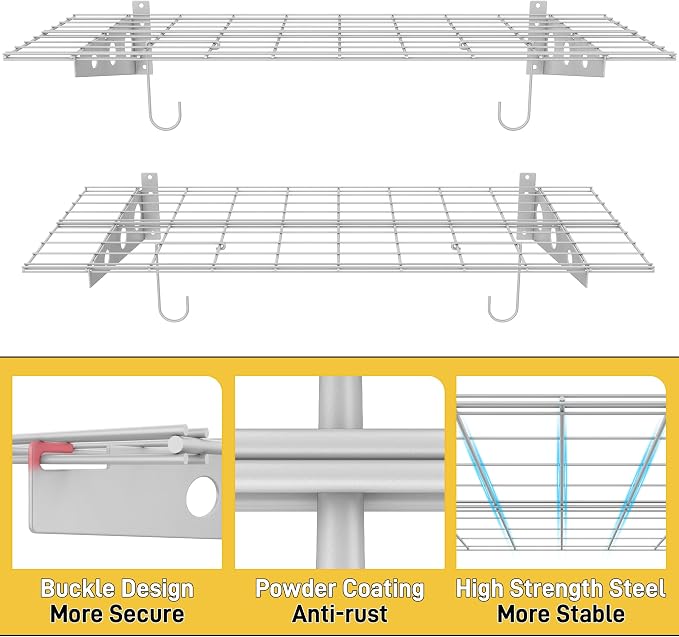 Ultrawall Garage Wall Shelves, 2 x 4 ft Wall Mounted Storage Shelves, Heavy - Image 6