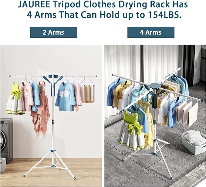 JAUREE Tripod Clothes Drying Rack Folding Indoor, Portable Drying Rack Clothing - Image 2