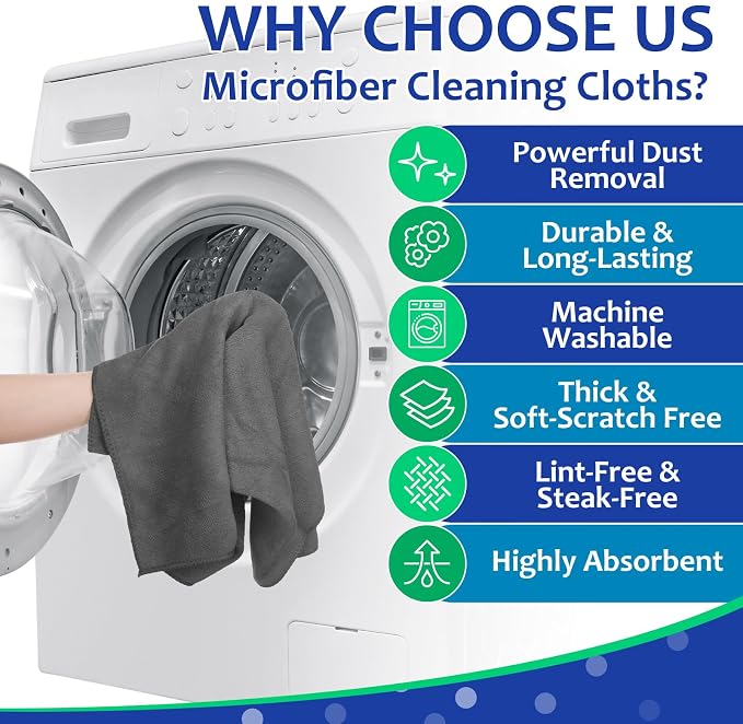Newwiee 3 Pcs Extra Large Microfiber Cleaning Cloth 30" x 20" Washable Reusable - Image 4