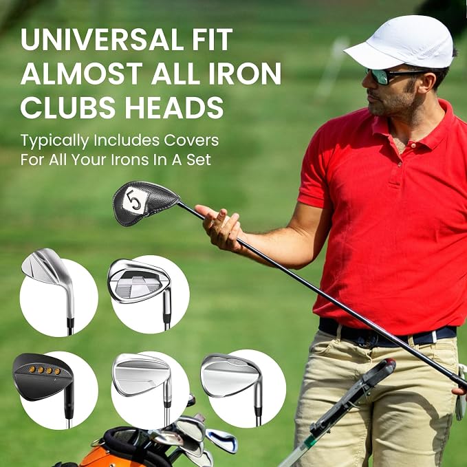 FINGER TEN Premium Synthetic Leather Stylish Iron & Wedge Golf Head Covers - Image 5