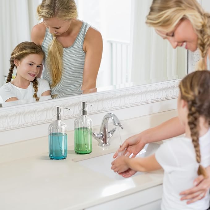 AmazerBath Soap Dispenser, 2 Pack Glass Soap Dispenser - Image 8